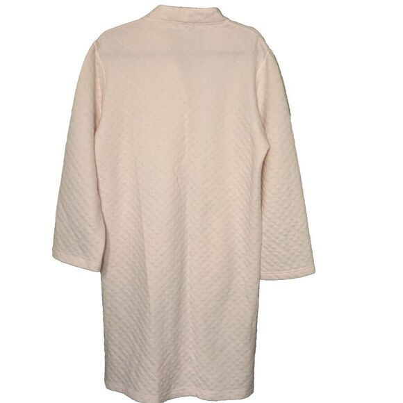 Miss Elaine Quilted Robe MEDIUM Snaps Pink Housecoat Pockets Long Plush Vintage - Picture 7 of 10